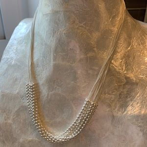 Multi strand beaded sterling Italy chain necklace